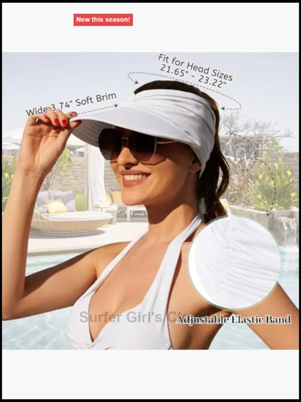 Lightweight Quick-Dry Ponytail Sun Visor Hat with Wide Brim UPF50+